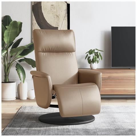 Poltrona Reclinabile con Poggiapiedi Cappuccino in Similpelle - Foto 2