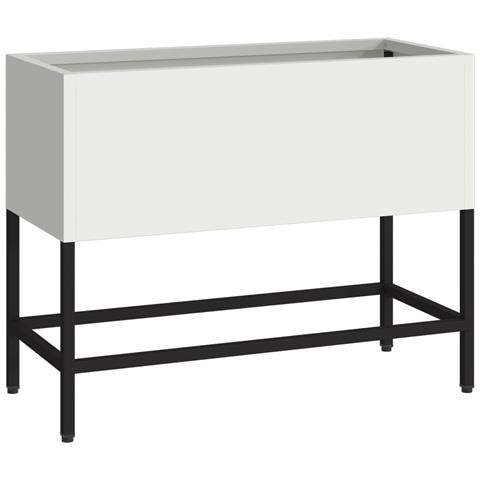 Cassone da Giardino Rialzato 60x26x45 cm Acciaio Bianco - Foto 1