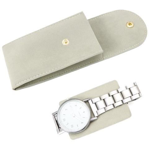 Custodia Portatile In Peluche Per Orologi - Morbida Borsa Per Orologi Meccanici Con Chiusura A Scatto Beige - Foto 1