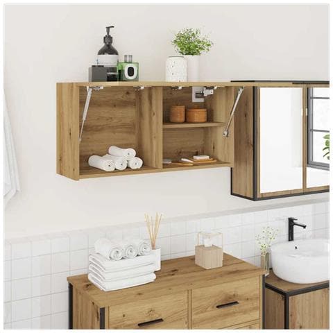 Mobiletto da Bagno Rovere Artigianale 80x25x40 cm in Truciolato - Foto 2