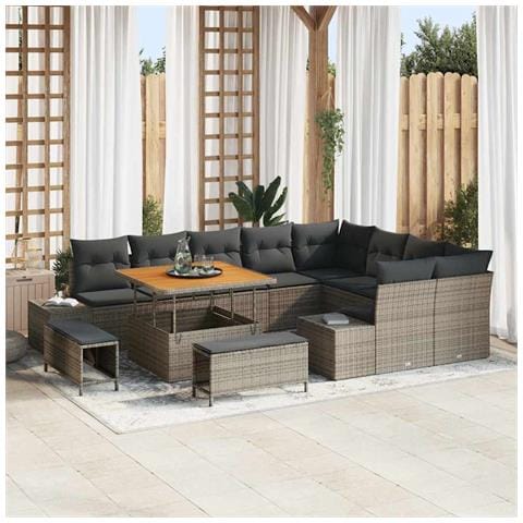 Set Divano da Giardino 12 pcs Grigio chiaro e grigio scuro - Foto 2