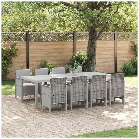 Set da Pranzo per Giardino 9 pcs Bianco Rattan Polt - Foto 2