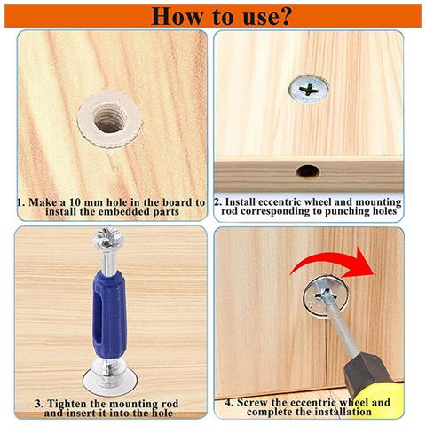 Set Di Raccordi Per Camma Per Mobili 3-in-1 Da 120 Pezzi - Bulloni Eccentrici, Tasselli E Dadi Preinseriti - Foto 7