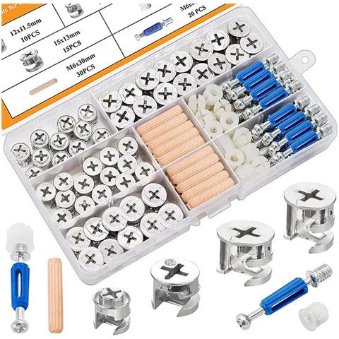 Set Di Raccordi Per Camma Per Mobili 3-in-1 Da 120 Pezzi - Bulloni Eccentrici, Tasselli E Dadi Preinseriti - Foto 1