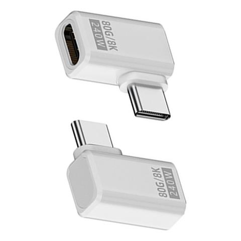 Adattatore Usb-c Femmina A Maschio Laterale 240w 80gbps - Confezione Da 2 White - Foto 1