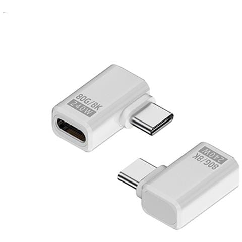 Adattatore Usb-c Femmina A Maschio Laterale 240w 80gbps - Confezione Da 2 White - Foto 2
