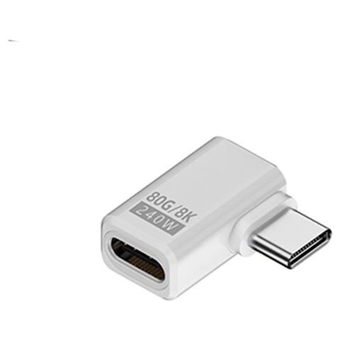 Adattatore Usb-c Femmina A Maschio Laterale 240w 80gbps - Confezione Da 2 White - Foto 3