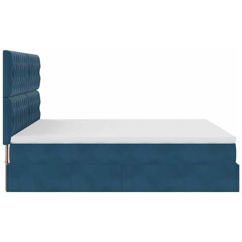 Pouf Letto con Materassi e LED Blu Scuro 200x200cm Velluto - Foto 9