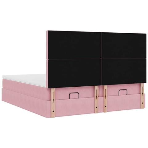 Struttura Letto Pouf con Materassi Rosa 160x200 cm Velluto - Foto 9