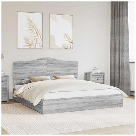 Letto con Contenitore con testiera Grigio Sonoma 200 x 200 cm - Foto 2