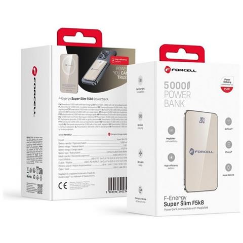 Power Bank Pack Batteria Emergenza 5000 Mah Slim Ricarica Magsafe 15w Begie Per Smartphone - Foto 1