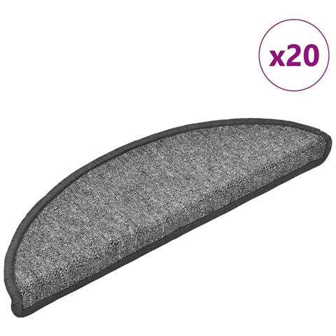 Tappetini per scale 20 pz 56x17x3 cm Grigio scuro Semicircolari - Foto 1