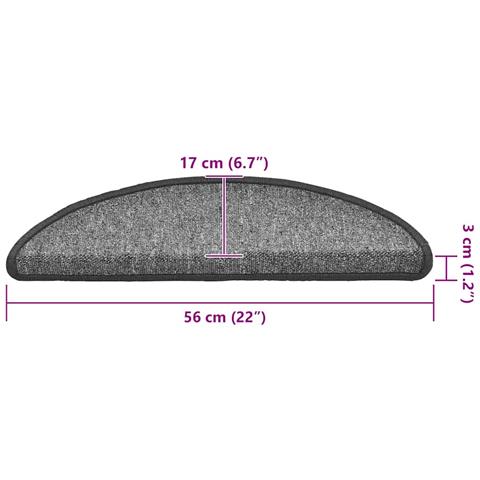 Tappetini per scale 20 pz 56x17x3 cm Grigio scuro Semicircolari - Foto 8