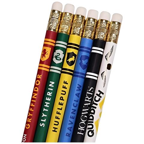 Set Di 6 Matite Di Legno Con Gomma Case Di Hogwarts, Multicolore - Foto 2