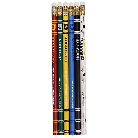 Set Di 6 Matite Di Legno Con Gomma Case Di Hogwarts, Multicolore - Foto 1