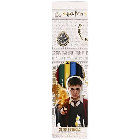 Set Di 6 Matite Di Legno Con Gomma Case Di Hogwarts, Multicolore - Foto 3