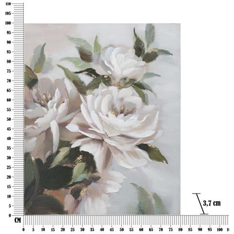 Dipinto Su Tela Flower & Leaf Con Rose Bianche E Foglie Verdi 80x100 Cm - Foto 6