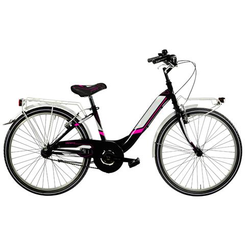 Bici Da Bambina Linea Venere Bimba Misura 24 Senza Cambio 1v Bicicletta Da Ragazza Ven24sc City Bike Completa Di Accessori - 35 Nero Opaco Fuxia - Foto 1