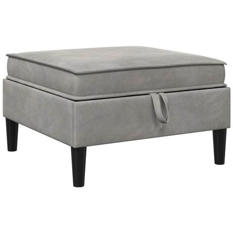 Pouf con Storage Grigio Chiaro Velluto - Foto 1