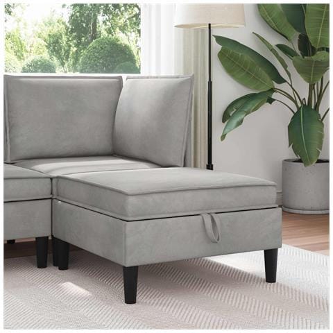 Pouf con Storage Grigio Chiaro Velluto - Foto 2