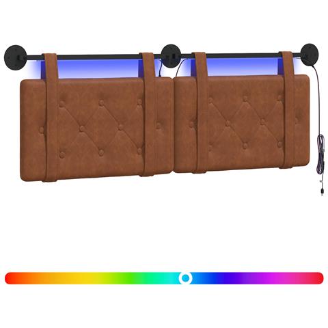 Testiera sospesa Con luce LED Marrone PU Antico - Foto 1