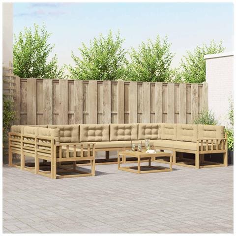 Set di divani da esterno con cuscino 10 pcs Bianco e Beige - Foto 2