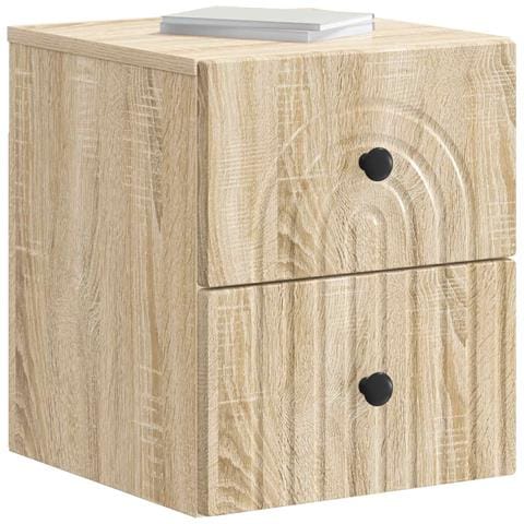 Mobiletto da notte a muro 2 pcs Rovere Sonoma 33 x 34,5 x 40 cm - Foto 2