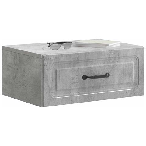 Mobiletto da notte a muro Grigio Cemento 49 x 34,5 x 20 cm - Foto 2