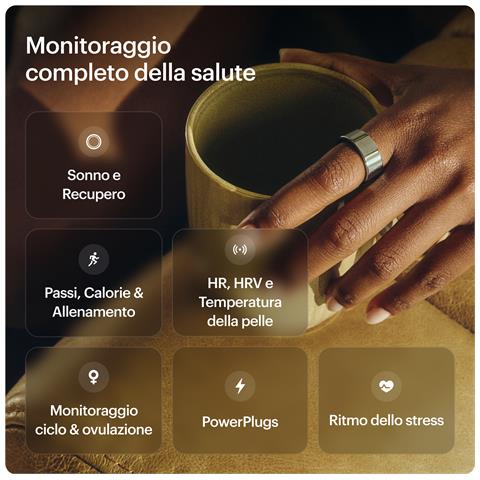 Ring AIR - Monitor del sonno e dell'attività fisica, anello intelligente per uomo e donna, nessuna spesa per l'app per le funzioni standard, durata della batteria fino a 6 giorni (taglia 14) - Foto 2