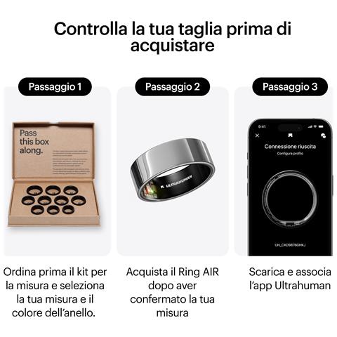 Ring AIR - Monitor del sonno e dell'attività fisica, anello intelligente per uomo e donna, nessuna spesa per l'app per le funzioni standard, durata della batteria fino a 6 giorni (taglia 14) - Foto 9