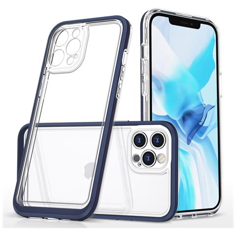 Custodia Trasparente 3in1 Per Iphone 12 Pro Con Bordo Blu E Copertura In Gel. - Foto 1