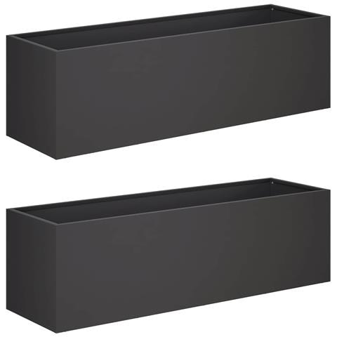 Vaso da giardino 2 pz Nero 80 x 30 x 30 cm - Foto 1