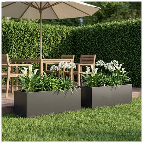 Vaso da giardino 2 pz Nero 80 x 30 x 30 cm - Foto 2