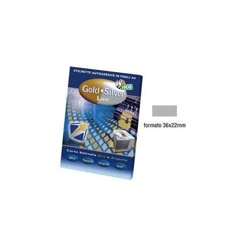 etichette rettangolari sl4 satinate argento 55 etic. / fg (36x22) 100fg silve - Foto 1