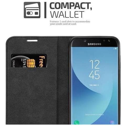 Custodia Compatibile Con Samsung Galaxy J7 2017 In Nero Di Notte - Coperchio Protettiva Con Chiusura Magnetica, Funzione Stand E Tasca Per Le Carte - Foto 2