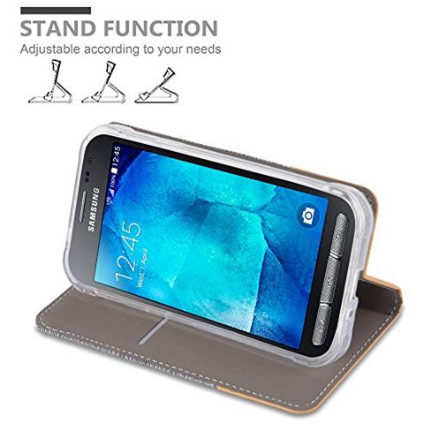 Custodia Compatibile Con Samsung Galaxy Xcover 3 In Grigio Chiaro Marrone - Coperchio Protettiva Con Chiusura Magnetica, Funzione Stand E Tasca Per Le Carte - Foto 2