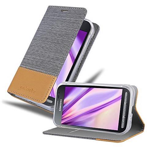 Custodia Compatibile Con Samsung Galaxy Xcover 3 In Grigio Chiaro Marrone - Coperchio Protettiva Con Chiusura Magnetica, Funzione Stand E Tasca Per Le Carte - Foto 1