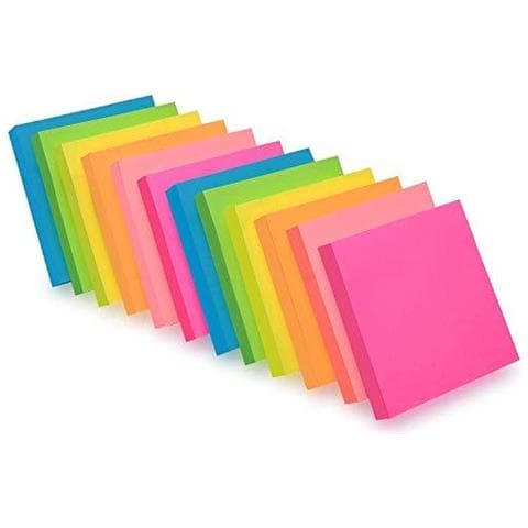 6 Colore Brillante Appiccicoso Note 76 X 76 Mm 100 Fogli Pad Appiccicoso Emissione Migliorata (confezione Da 12) - Foto 1
