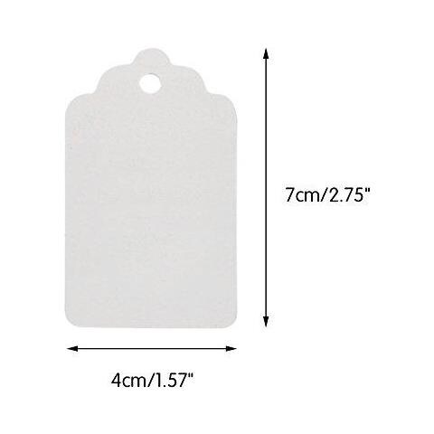 100 Pcs Regalo Di Nozze Di Carta Etichette 7cm 4cm Carta Bianca Tag Crafts Hang Etichette Con Juta Spago 30 Metri Di Lunghezza Per Decorazioni Di Natale - Foto 2