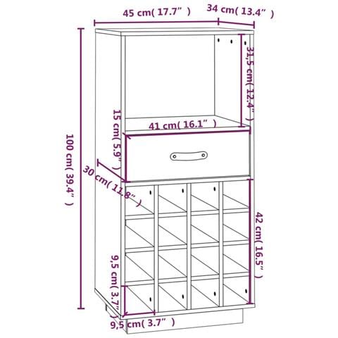 Portabottiglie 45x34x100 Cm In Legno Massello Di Pino - Foto 13