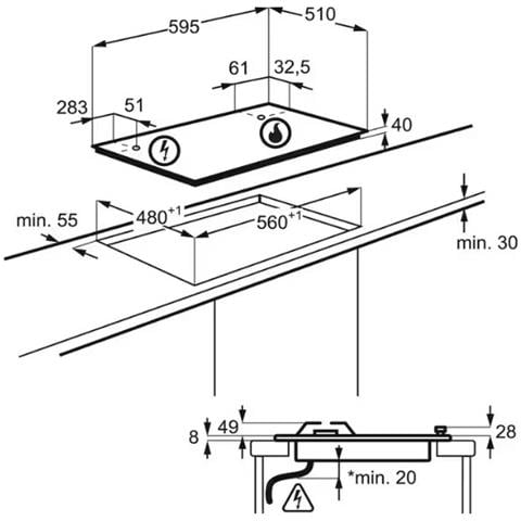Piano Cottura EGS6424Ka Gas 4 Zone Cottura da 59.5 cm Colore Nero - Foto 8