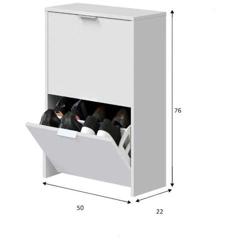 Scarpiera Valdosta, Portascarpe Salvaspazio A 2 Ante, Scarpiera Da Ingresso, Armadio Scarpiera, 50x22h76 Cm, Bianco - Foto 4
