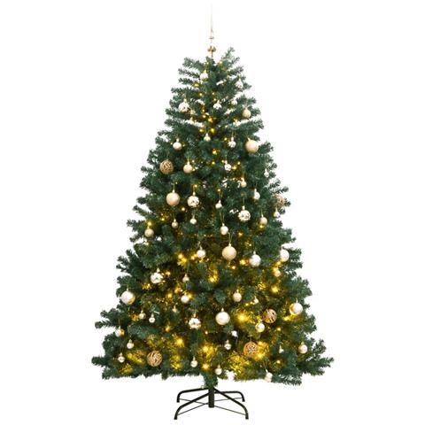 Albero Natale Incernierato Con 300 Led E Palline 240 Cm - Foto 1