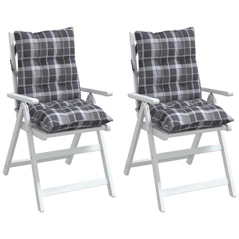 Cuscini Sedia Schienale Basso 2 Pz Quadri Grigio Tessuto Oxford - Foto 3