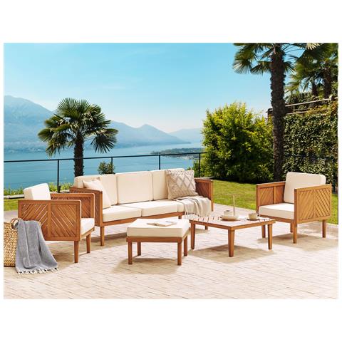Salotto Da Giardino 5 Posti Legno Acacia Chiaro E Beige Chiaro Baratti - Foto 1