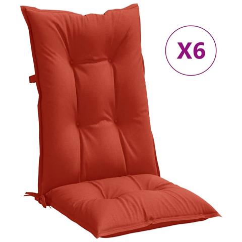 Cuscini Sedia Schiena Alta 6 Rosso Mélange 120x50x7 Tessuto - Foto 2