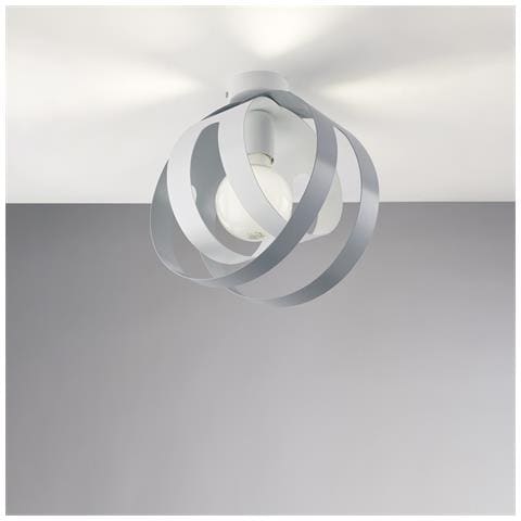 Plafoniera 1 Luce Tobias Ferro Laccato Bianco E Grigio Taglio Laser - Foto 1