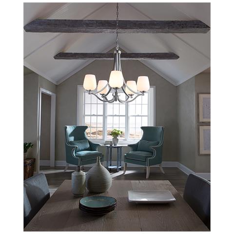 Lampadario Contemporaneo Vintner Acciaio Nichel Satinato Vetro 5 Luci E27 - Foto 6