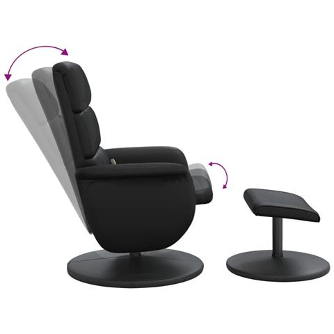 Poltrona Massaggio Reclinabile con Sgabello Nero in Similpelle - Foto 2