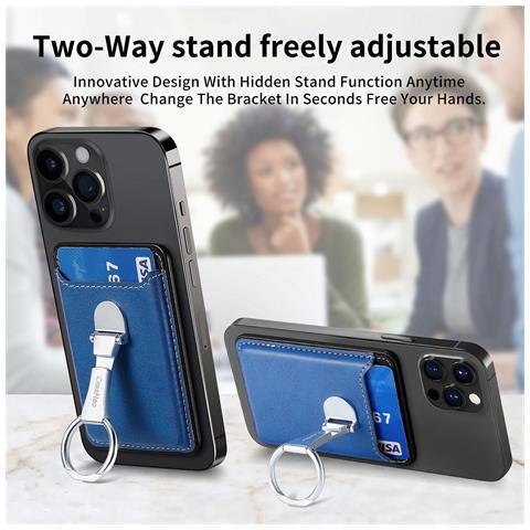 Porta Carte Magnetico Con Supporto Per Iphone 15/14/13/12 Blue - Foto 2